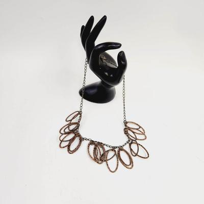 BRONZE COLORED OVAL SHAPED METAL NECKLACE