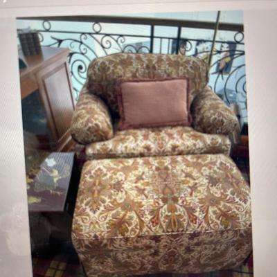 upholstered chair and ottoman