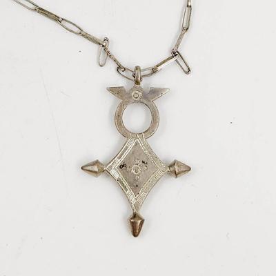TUAREG "AGADEZ" CROSS SILVER TONED NECKLACE (SEE DESCRIPTION)