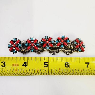 SILVER TONED TURQUOISE STRETCH BRACELET
