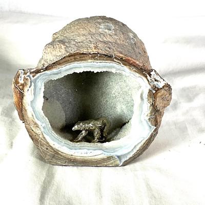 1345 Silver toned Bear Figure in Geode