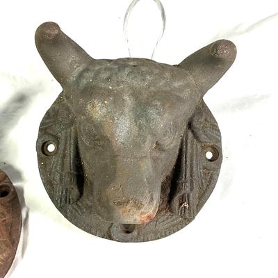 1347 Pair of Vintage Cast Iron Bull Heads