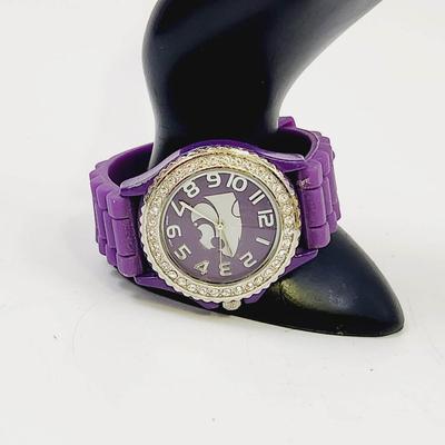 LICENSED COLLEGIATE K-STATE FAUX DIAMOND WATCH
