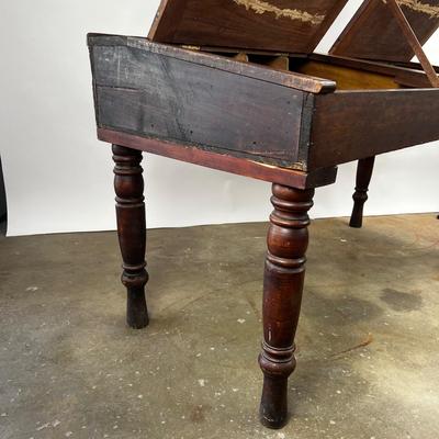 1328 Antique Mahogany Slanted Top Double Width Writing Desk