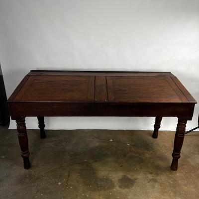 1328 Antique Mahogany Slanted Top Double Width Writing Desk