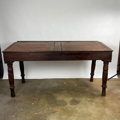 1328 Antique Mahogany Slanted Top Double Width Writing Desk