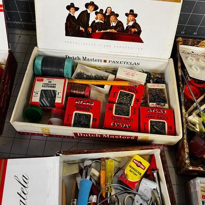 Cigar Boxes full of junk drawer clean outs. 