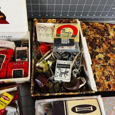 Cigar Boxes full of junk drawer clean outs. 