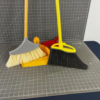 2 Brooms and 2 dust Pans 