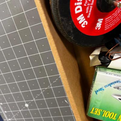 Tray of Tools: Wire Brush, Drill Bits and Solder Gun