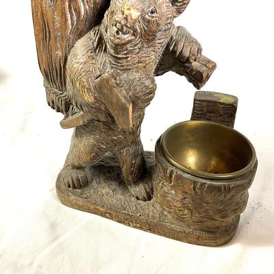 1349 Antique Handcarved Black Forest Bear Pipe Stand