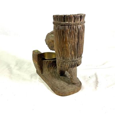 1349 Antique Handcarved Black Forest Bear Pipe Stand