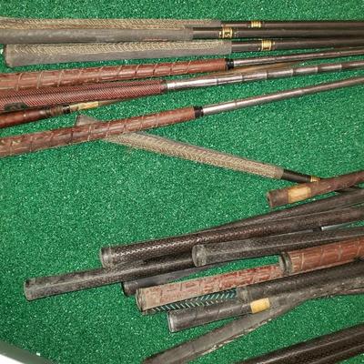 Bag of antique golf bags, some Spalding