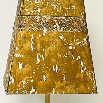Distressed Table Lamp ~ Gold Metal Pierced Shade