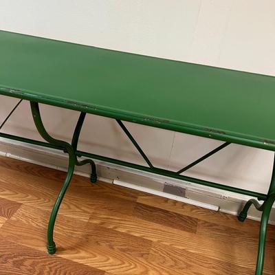 Distressed Green Metal Table