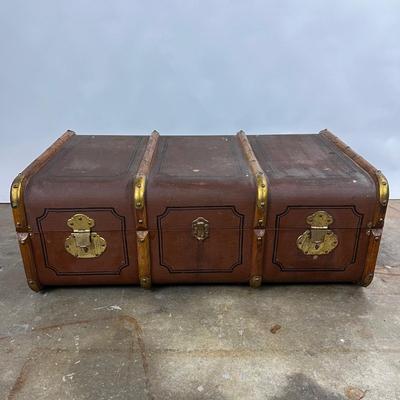 1333 Vintage German Bentwood Steamer Trunk Chest