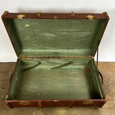 1333 Vintage German Bentwood Steamer Trunk Chest