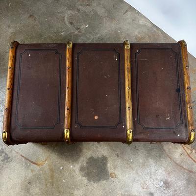 1333 Vintage German Bentwood Steamer Trunk Chest