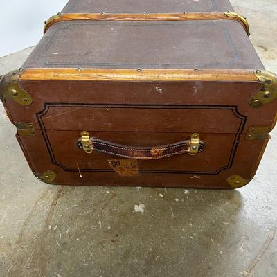 1333 Vintage German Bentwood Steamer Trunk Chest