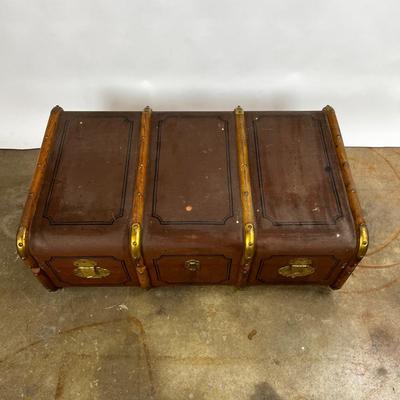 1333 Vintage German Bentwood Steamer Trunk Chest