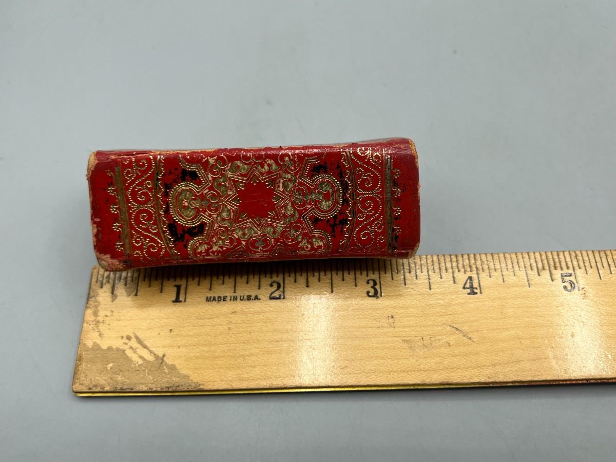 Vintage Made in Italy Lipstick Case Holder Mirror Red & Gold