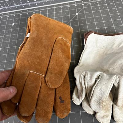 2 Pair of Leather Work Gloves Men's Large