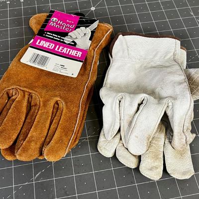 2 Pair of Leather Work Gloves Men's Large