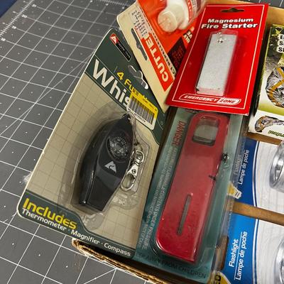 Emergency Items: Whistle, Blanket, Flashlight, Fire Starter