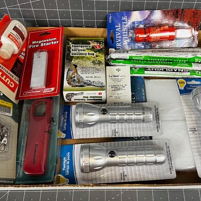 Emergency Items: Whistle, Blanket, Flashlight, Fire Starter