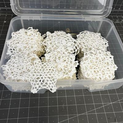 Tub of Starched Dollies (120) Hand Crocheted 