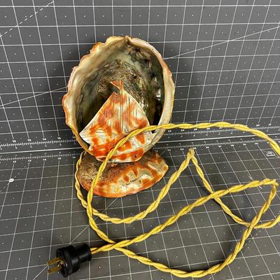 Vintage Abalone Shell Carved Lamp