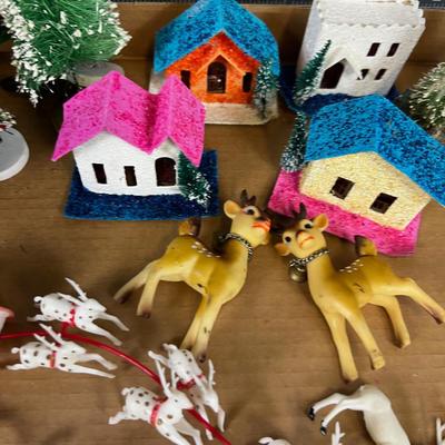 Vintage 1940's & 50's Christmas Village Accessories.