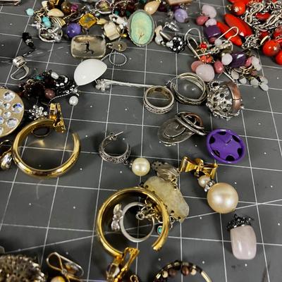 Pile of Earrings, Necklaces, Rings,  Vintage
