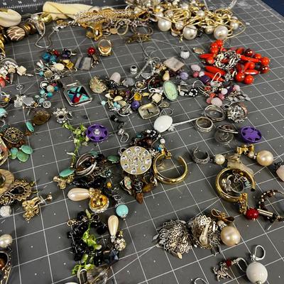Pile of Earrings, Necklaces, Rings,  Vintage