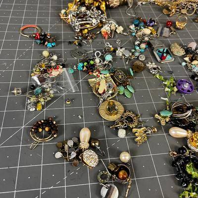 Pile of Earrings, Necklaces, Rings,  Vintage