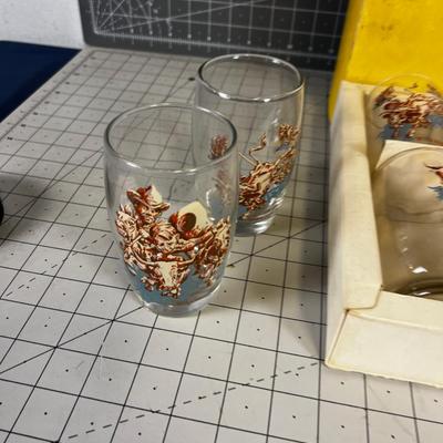 AMAZING!!! 8 Western RODEO TUMBLERS (Glasses) in the original box Plus 4 