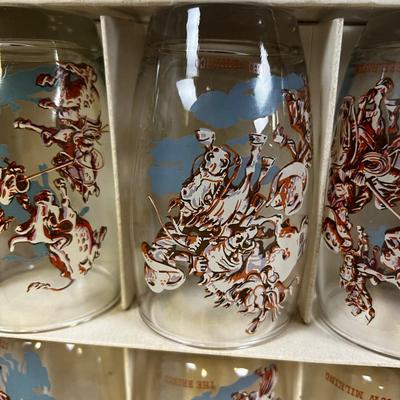 AMAZING!!! 8 Western RODEO TUMBLERS (Glasses) in the original box Plus 4 
