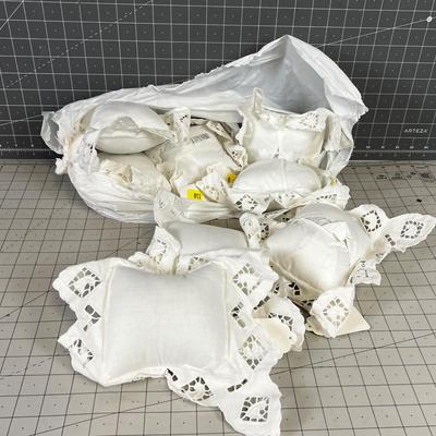8 Little Cut Out Lace Pillows (Doll Size) 