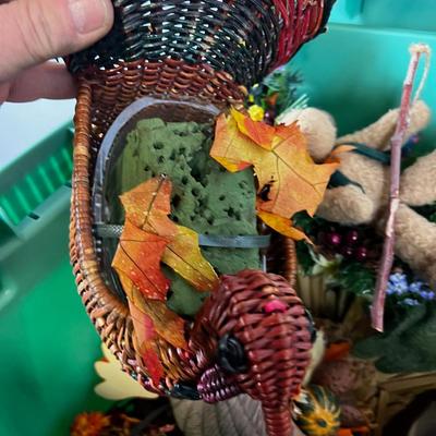 Large Green Tub of Autumn / Fall Decorations 