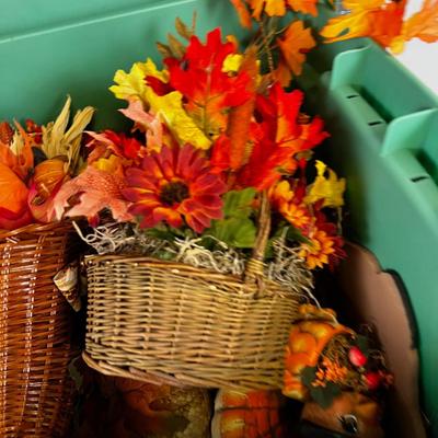 Large Green Tub of Autumn / Fall Decorations 