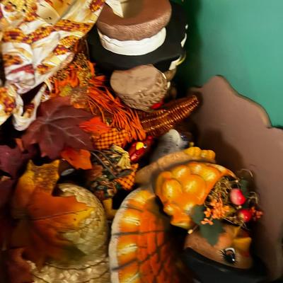 Large Green Tub of Autumn / Fall Decorations 