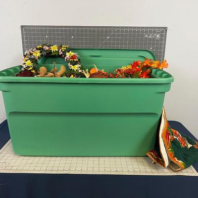 Large Green Tub of Autumn / Fall Decorations 