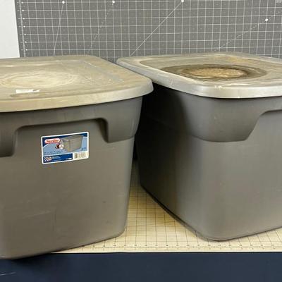 2 Grey Sterlite Tubs with Lids - 18 Gallon 