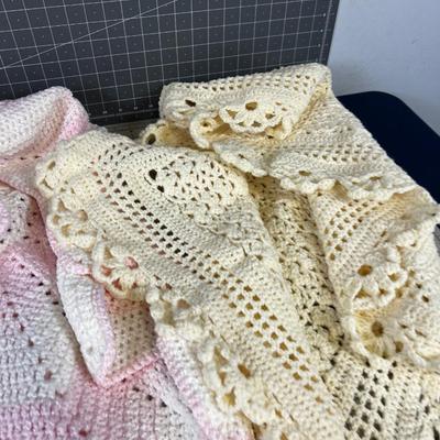 2 Hand made Crocheted baby Blankets 