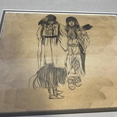 Native American Pencil Drawing Signed Dan Begay