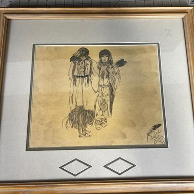 Native American Pencil Drawing Signed Dan Begay