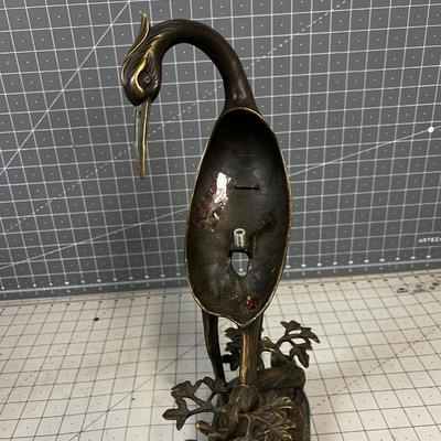 Bronze Lamp Base Only of Heron 