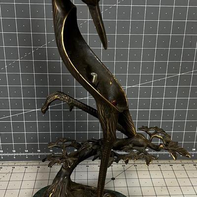 Bronze Lamp Base Only of Heron 