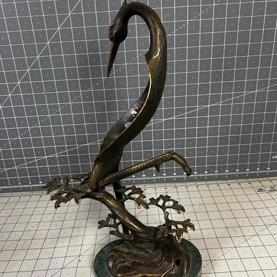 Bronze Lamp Base Only of Heron 