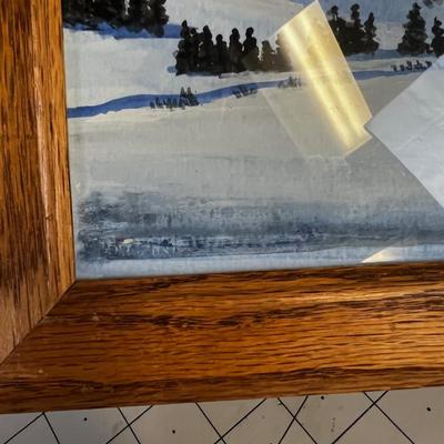 Winter Mountain Scene, Acrylic on Board 